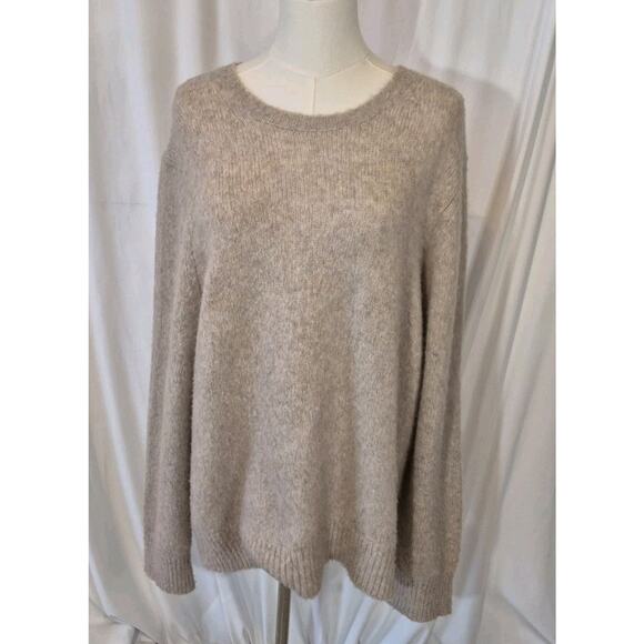 Helmut Lang Womens Camel Melange Wool Blend Brushed Crew Neck Sweater Large - Picture 4 of 8